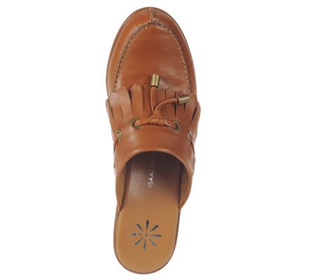 Isaac Mizrahi Live! Smooth Leather Kiltie Tasseled Clogs