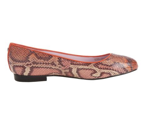 Isaac Mizrahi Live! Faux Snakeskin Almond Toe Ballet Flats
