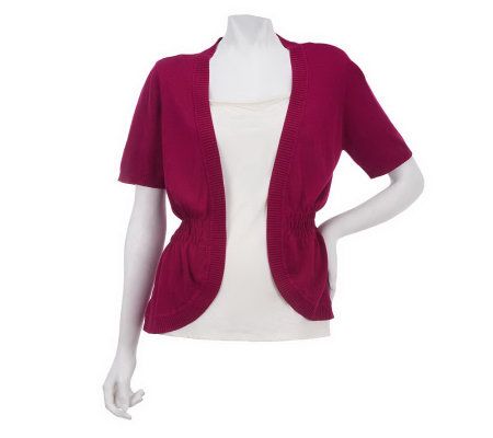 Kelly by Clinton Kelly Short Sleeve Shrug with Waist Detail - A225205