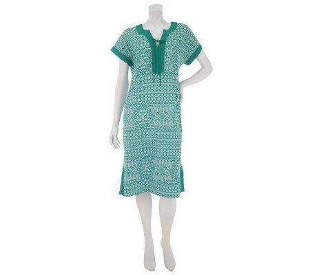 Stan Herman Horizontal Geo Cotton Caftan - A230105