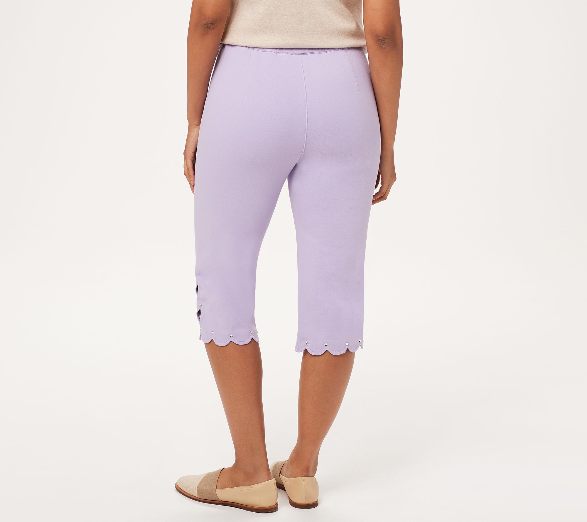 Quacker Factory DreamJeannes Pedal Pushers w/ Scallop Rhinestone Trim