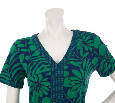 Liz Claiborne New York Short Sleeve Mixed Print Knit Dress