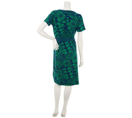 Liz Claiborne New York Short Sleeve Mixed Print Knit Dress