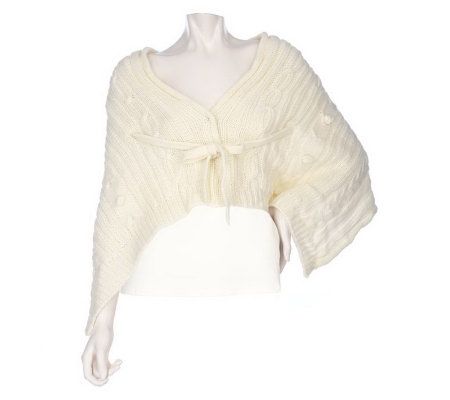 Accessory Network Cable Knit 45 x 20 Shrug w/ Snaps & Ties - A94905