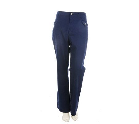 Denim & Co. Stretch Twill Pants with Front Flap Pockets - A213006