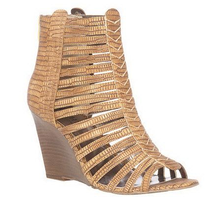 KathyVanZeeland Peep Toe Gladiator Wedge Sandals - A213306