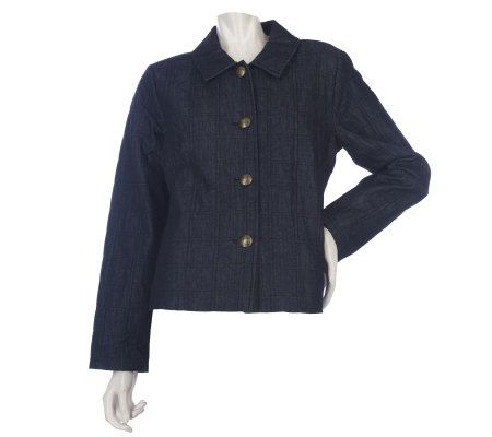 Liz Claiborne New York A-Line Denim Jacket with Tonal Stitching - A219406
