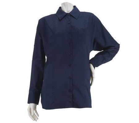 Motto Button Front Collared Tunic with Roll Tab Sleeves - A221506