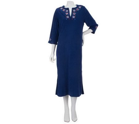 Quacker Factory Whimsical Embroidered Terry Cloth Dress - A223906