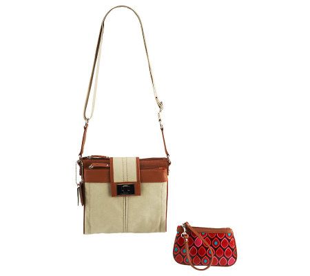 Tignanello Canvas Double Zip Crossbody with Turnlock Closure - A224106
