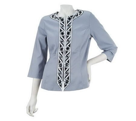 Bob Mackies Jeweled and Embroidered Bracelet Sleeve Jacket - A226906