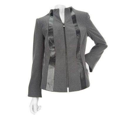 Mark of Style by Mark Zunino Crepe Jacket with Faux Leather Detail - A228006