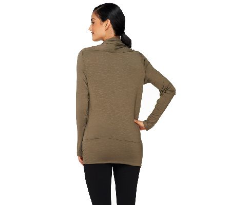 Attitudes by Renee Cowl Neck Slub Knit Top w/Banded Hem