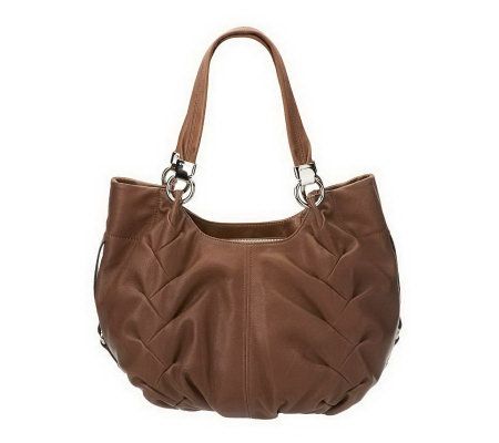 As Is B. Makowsky Glove Leather Tote with Pin Tucked Detail - A228306