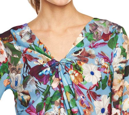 Isaac Mizrahi Live! Wonderland Floral Print Ruffle Top