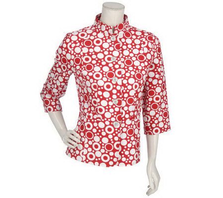 Susan Graver Printed Jacket with Contrast Binding - A77406