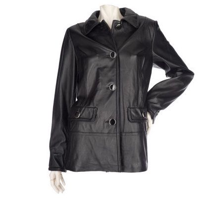 Centigrade Lamb Leather Button Front Fully Lined Barn Jacket - A95206