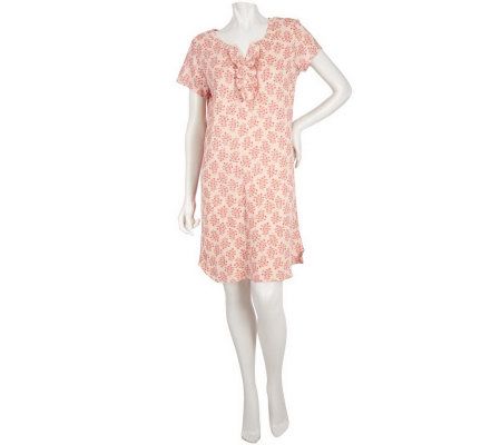 Carole Hochman Floral Cotton Jersey Short Sleeve Sleep Shirt - A203107