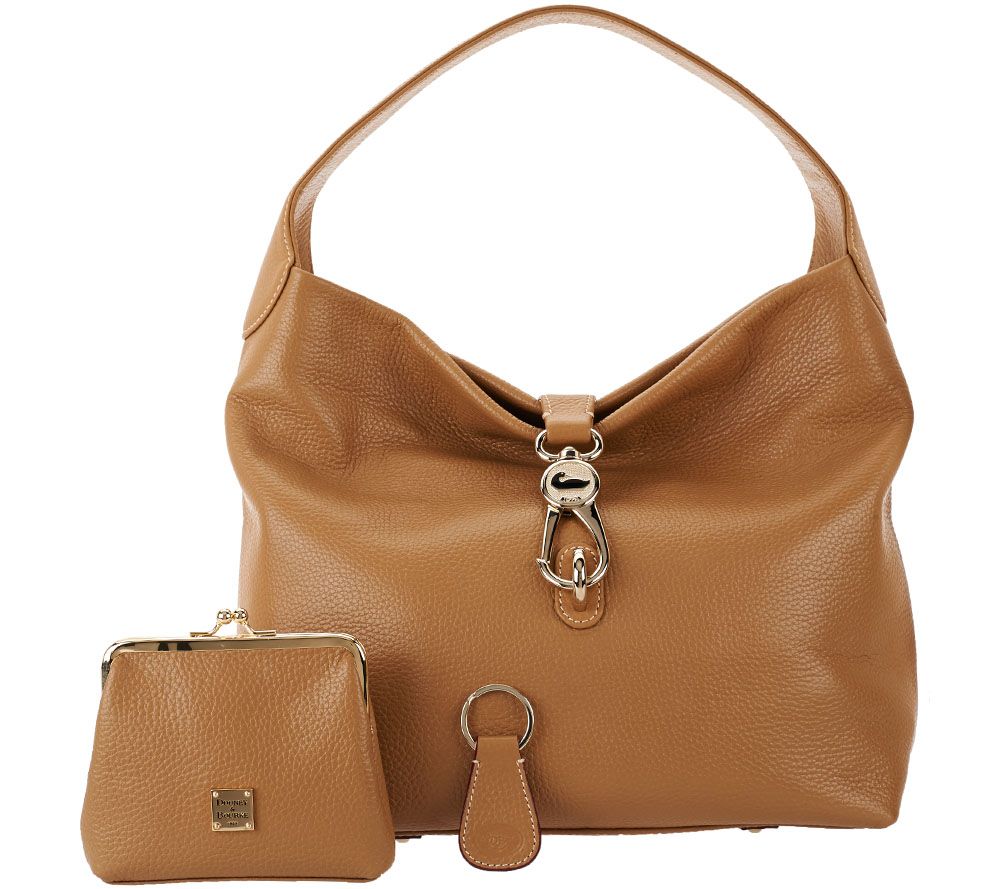 Dooney & Bourke Leather Hobo with Logo Lock and Accessories - A203807