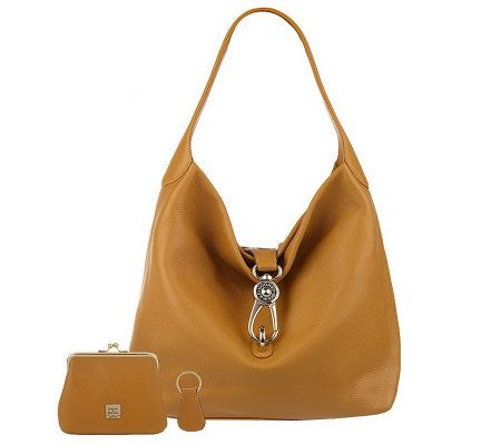 Dooney & Bourke Leather Hobo with Logo Lock and Accessories - A203807