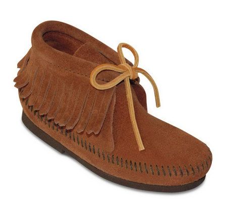 Minnetonka Childrens Classic Fringe Hardsole Boots - A209207