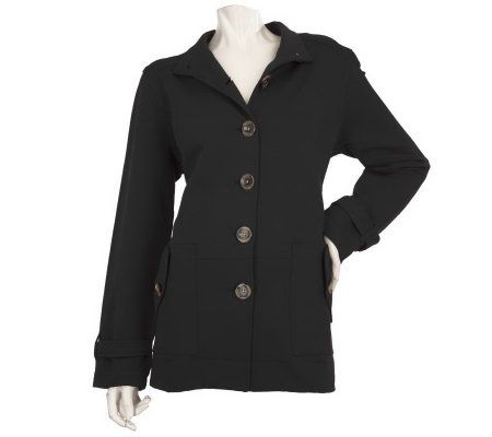 Motto Long Sleeve Button Front Knit Jacket with Seaming - A209307