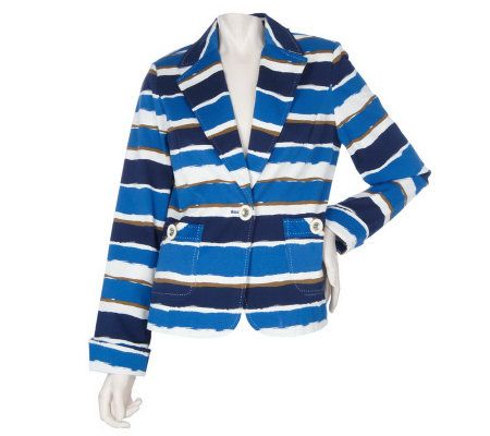 Dennis Basso Stretch Twill Painter Stripe One Button Jacket - A214207