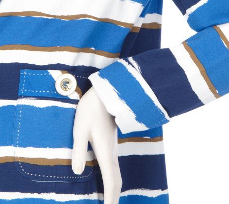 Dennis Basso Stretch Twill Painter Stripe One Button Jacket