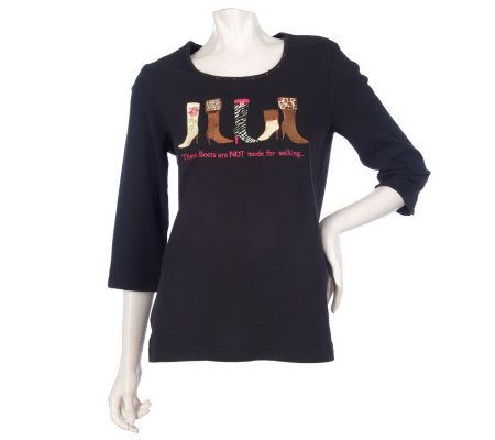 Quacker Factory Shopping 3/4 Sleeve T-shirt - A216407