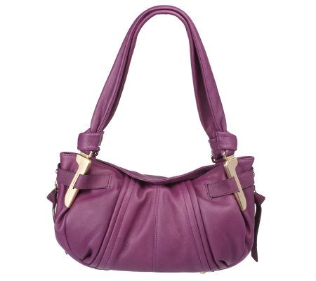 B. Makowsky Glove Leather Flap Top Shoulder Bag w/ Zipper Pockets - A219007