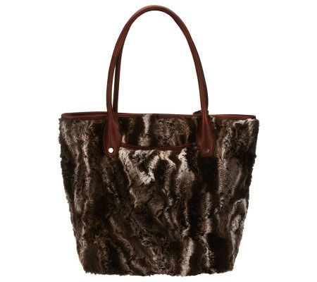 B. Makowsky Faux Fur Satchel with Leather Trim