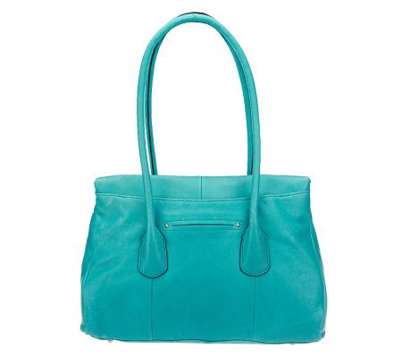 B. Makowsky Leather Flap Satchel with Hardware Accents