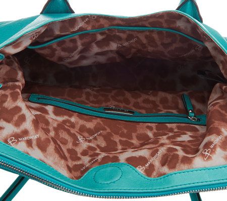 B. Makowsky Leather Flap Satchel with Hardware Accents