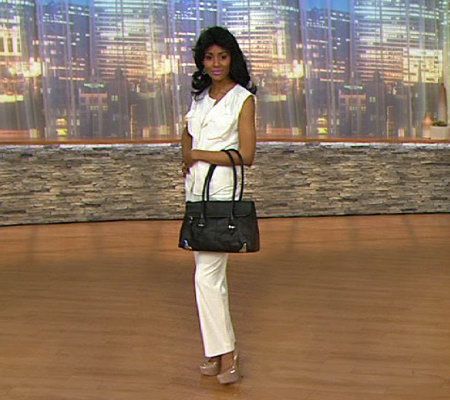 B. Makowsky Leather Flap Satchel with Hardware Accents