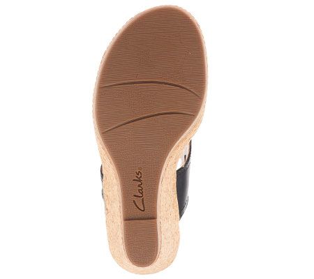 Clarks Bendables Pitch Mint Leather and Cork Wedges