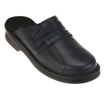 Clarks Marlie Leather Side Strap Slip-on Clogs - A91407