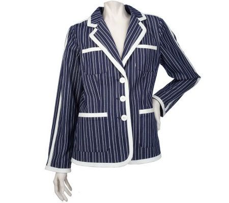 Linea by Louis DellOlio Stretch Cotton Pinstripe Jacket - A97207