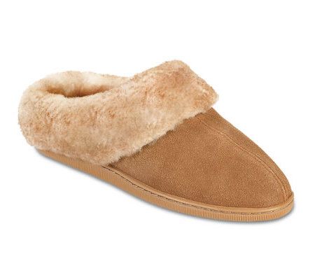 Minnetonka Womens Sheepskin Cuff Slip-on Mules - A146808
