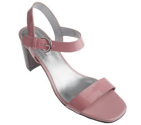 Isaac Mizrahi Live! Patent Leather Ankle Strap Sandals - A200908