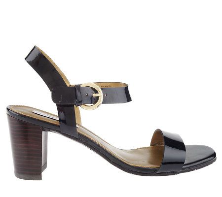 Isaac Mizrahi Live! Patent Leather Ankle Strap Sandals
