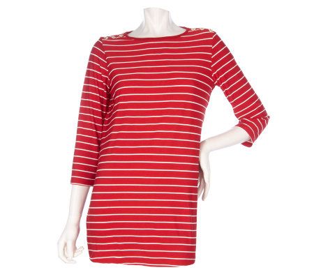 Susan Graver Liquid Knit Striped Tunic and Pant Set