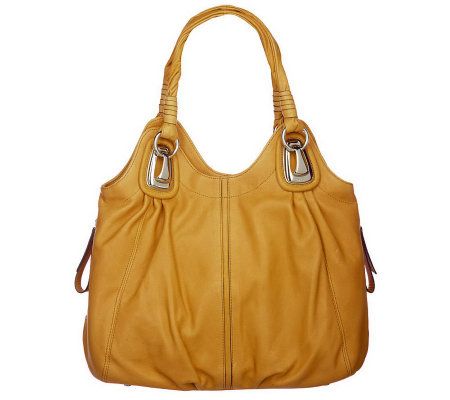 B. Makowsky Glove Leather Tote Bag with Side Zipper Pockets - A213308