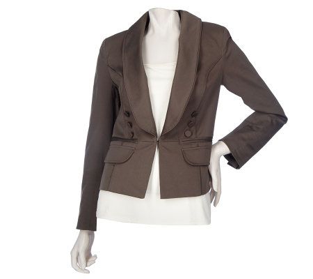 K-DASH by Kardashian Twill Blazer with Shawl Collar - A214308