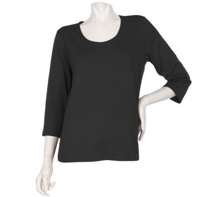Susan Graver Essentials Butterknit 3/4 Sleeve U-neck Top - A218808