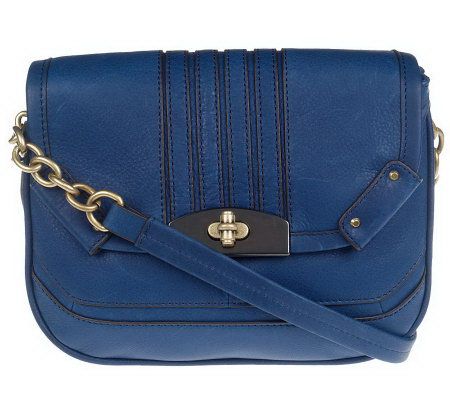 B. Makowsky Glove Leather Flap Crossbody with Turn Lock Hardware - A219008