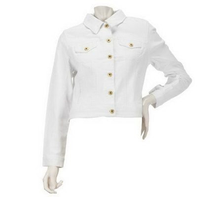 Motto Button Front Jean Jacket with Chest Pockets - A221508