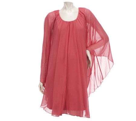 K-DASH by Kardashian Ponte Knit Tunic with Sheer Cape - A222908