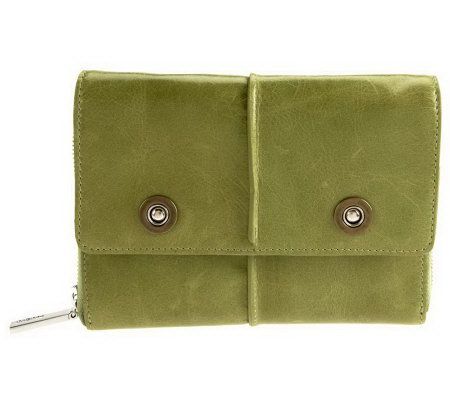 Hobo Vintage Leather Carson Zip Around Clutch w/ Flap & Strap - A223708