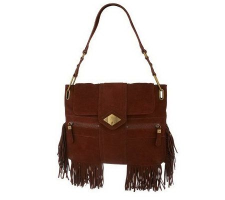 As Is Luxe Rachel Zoe Suede Messenger Bag - A225608