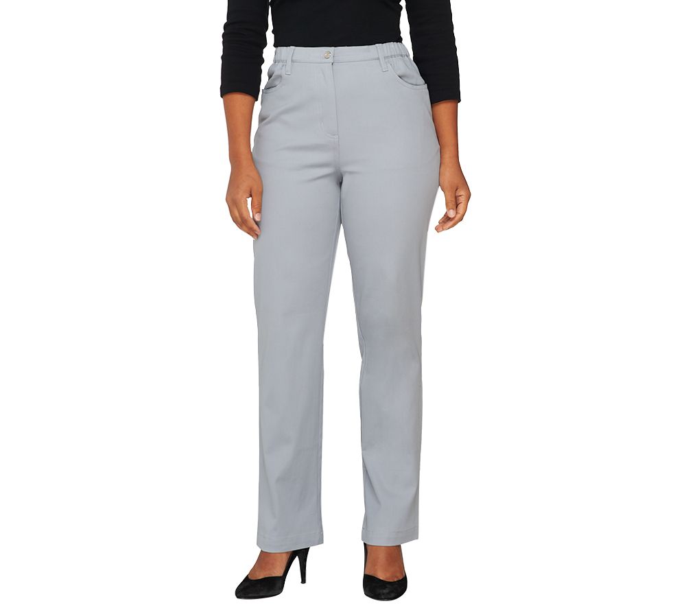 Bob Mackies Fly Front Stretch Twill Pants with Elastic Waist - A226908